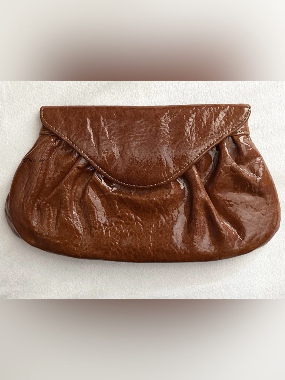 Lauren Merkin Brown Pleated Leather Clutch